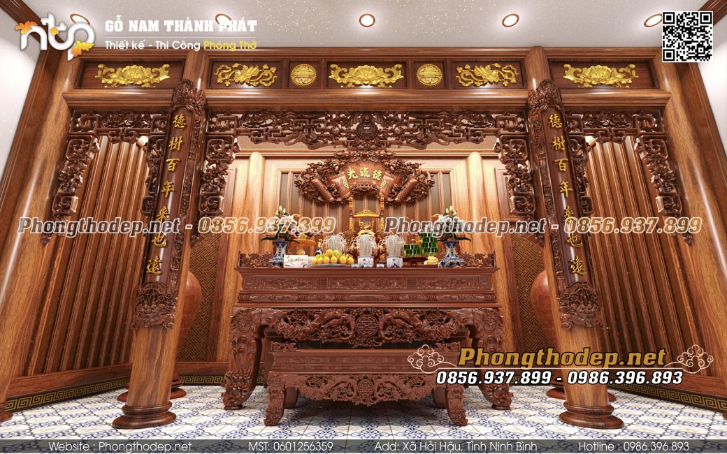 Bàn thờ gia tiên gỗ hương ta đẹp tinh xảo